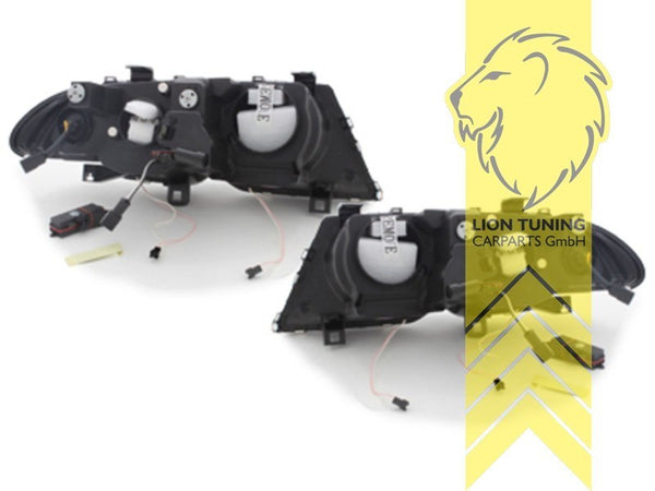 LT LED DRL CCFL Halo Ring Headlights BMW E46 Sedan Touring 98-01 black LHD