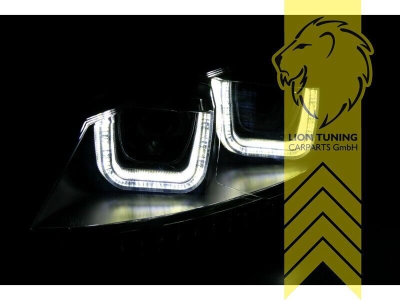 UK LT Pair LED DRL Halo Lightbar Headlights VW Polo 6R 6C U-Tube black H7 LHD