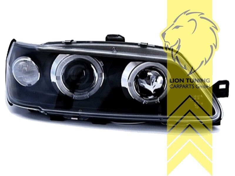 LT LED DRL Halo Ring Headlights Peugeot 306 Hatch Cabrio Break 93-97 black LHD