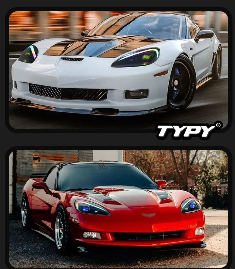TYPY Pair Corvette C6 RGB 2005-2013 LED DRL RGB Colour Headlights LHD