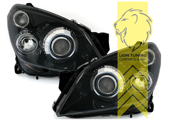 LT LED DRL Lightbar Halo Ring Headlights Opel Vauxhall Astra H black XENON LHD