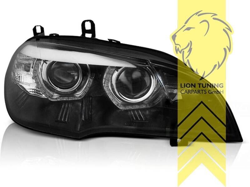 LT Pair LED DRL Halo Lightbar XENON Headlights BMW X5 E70 07-10 D1S Black LHD