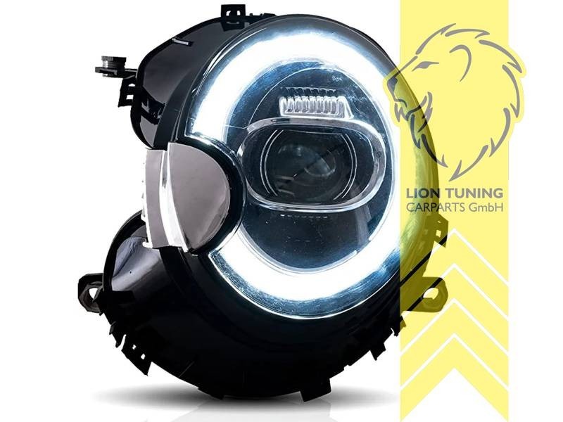 LT Pair LED DRL Halo Ring Headlights BMW Mini One R55 R56 R57 R58 R59 black LHD