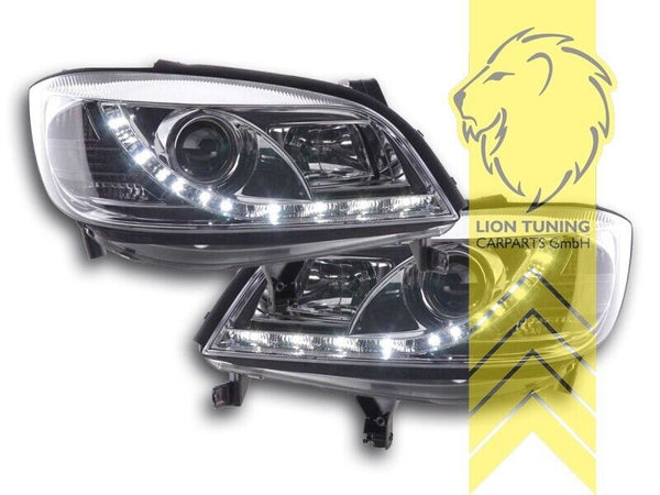 LT Pair LED DRL Lightbar Headlights Opel Zafira A F75 Chrome 99-05 H1 LHD