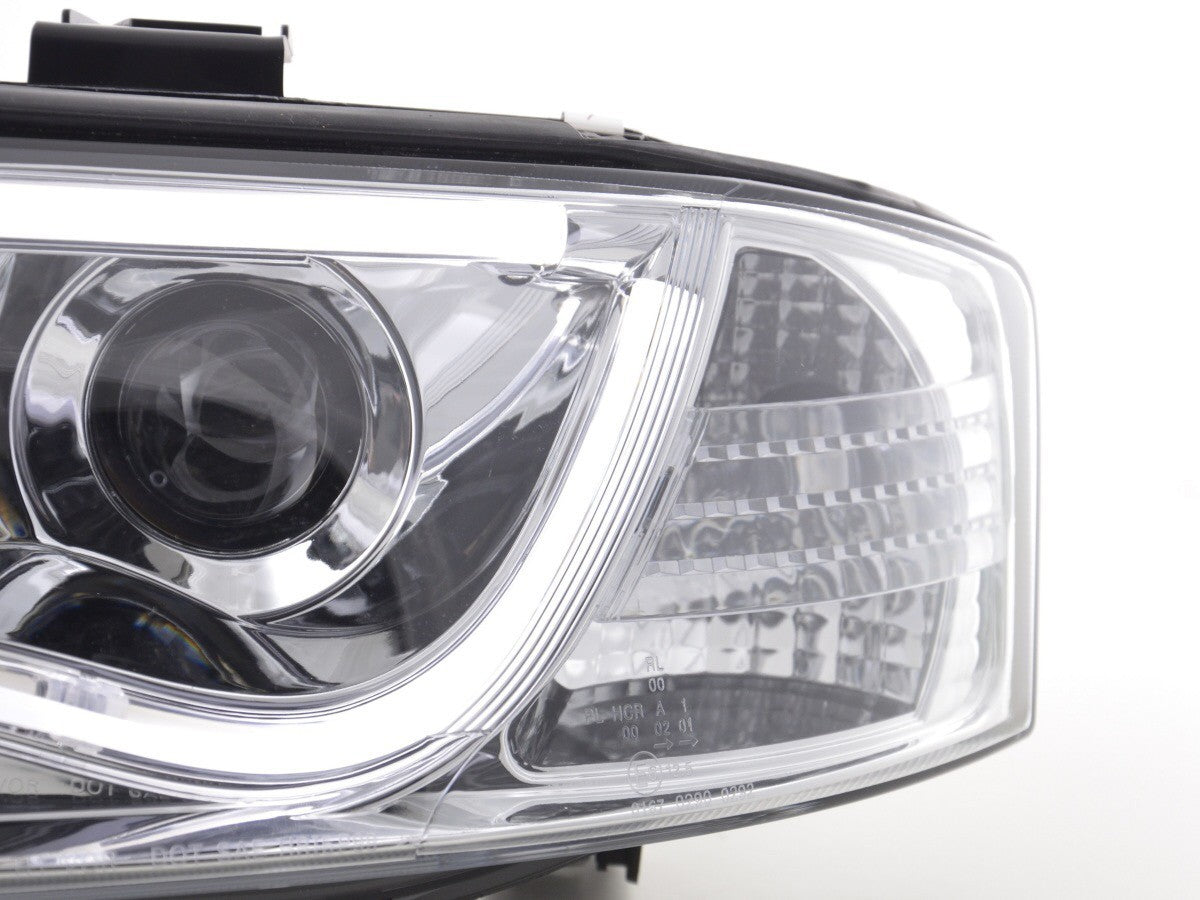 FK Pair LED DRL Lightbar Headlights Audi A6 C5 4B 01-04 Chrome RHD