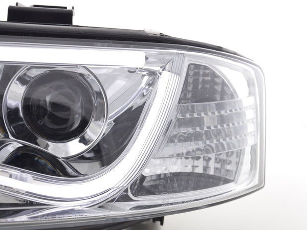 FK Pair LED DRL Lightbar Headlights Audi A6 C5 4B 01-04 Chrome RHD