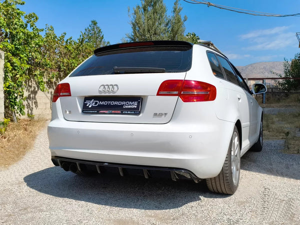 Motordrome Design Rear Bumper Diffuser Audi A3 8P Sportback 08-12 Gloss Black
