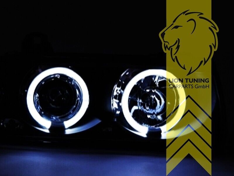 LT LED DRL Halo Ring Headlights Peugeot 306 Hatch Cabrio Break 93-97 black LHD