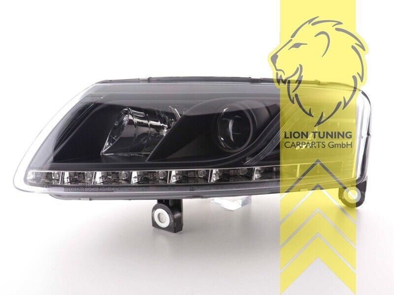 LT LED DRL Lightbar Headlights Audi A6 C6 4F 04-08 H1 Limo Avant black LHD