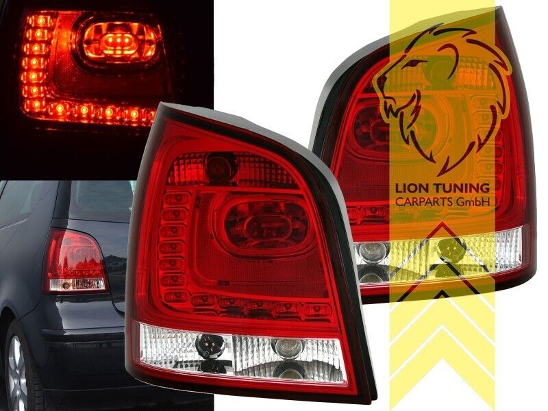 LT Pair LED Lightbar Rear Lights Tail VW Polo 9N 9N3 05-09 red white clear LHD