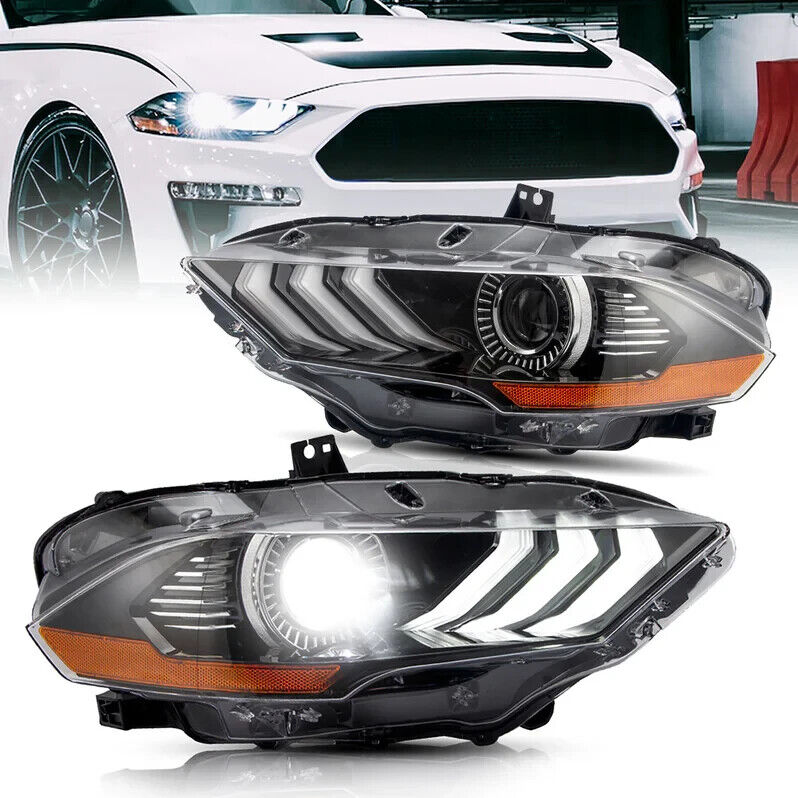 VLAND Ford Mustang 18-23 SEQUENTIAL Dynamic Animation LED DRL Headlights LHD