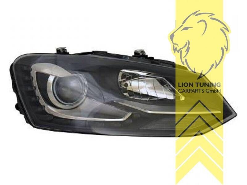 LT LED DRL Halo Lightbar Headlights VW Polo 6R 6C GTI H7 09-17 black chrome LHD