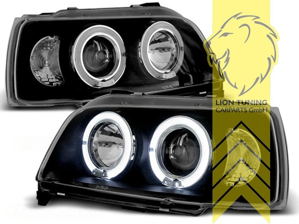 LT Set LED DRL Halo Ring Headlights Renault Clio A 1 MK1 Black 90-96 B57 C57 LHD