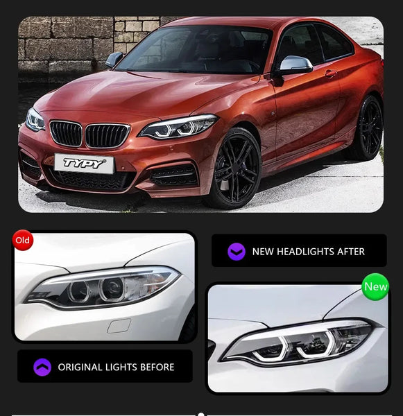 TYPY Pair 14-19 BMW 2 Series F22 LED DRL Dynamic Headlights Euro Xenon Halog LED