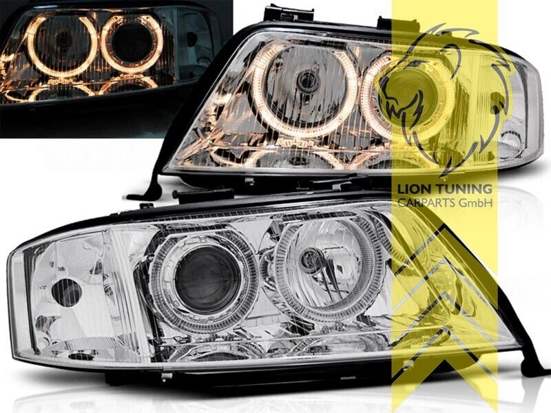 LT LED DRL Halo Headlights Audi A6 C5 4B FL 01-04 Sedan Avant chrome XENON LHD