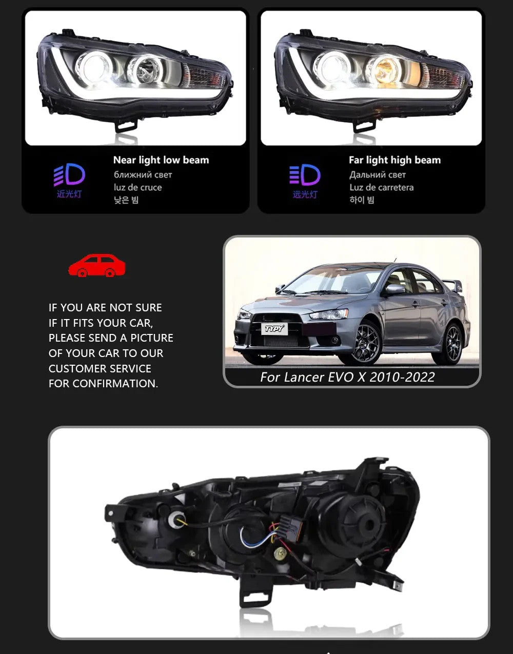 TYPY Pair 10-22 Mitsubishi Lancer EVO LED DRL Dynamic Headlights LED