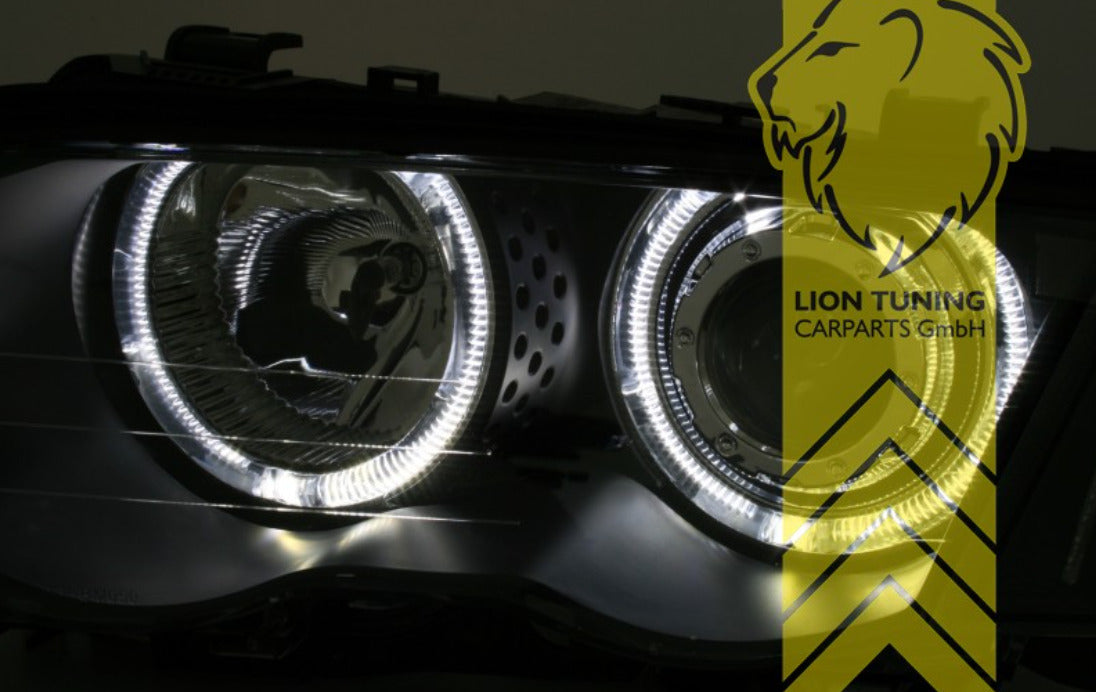 LT LED DRL CCFL Angel Eye Halo Ring Headlights BMW E46 Saloon Touring black LHD