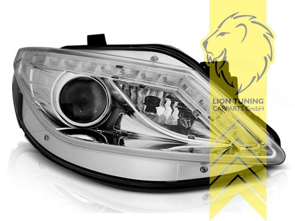 LT Pair LED DRL Halo Lightbar Headlights Seat Ibiza 6J 6J5 08-12 Chrome LHD