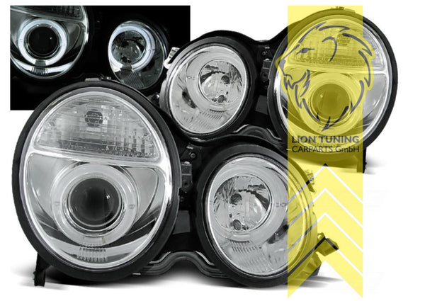 LT Halogen Halo Headlights Mercedes W210 Limo T-Model E-Class chrome LHD