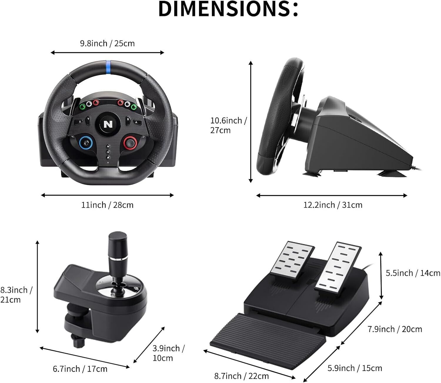 Nitho Drive Pro ONE Competition PC Game Racing Wheel + Separate Shifter + Pedals