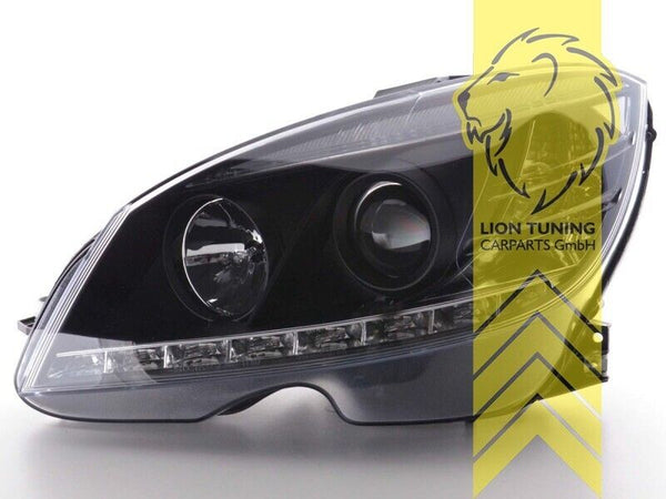 LT Pair LED DRL Lightbar Headlights Mercedes W204 S204 C-Class black 07-10 LHD