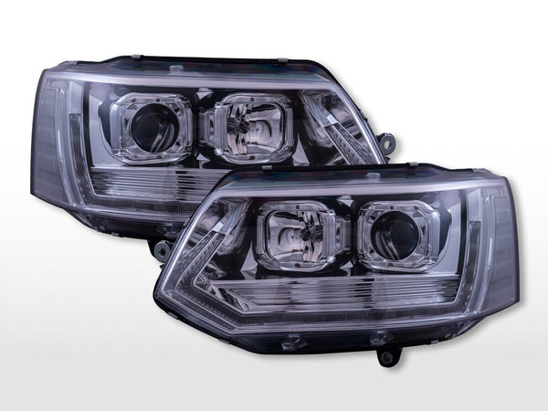 FK Pair LED DRL Dynamic Halogen Headlights VW T5 Transporter 10-15 Chrome RHD