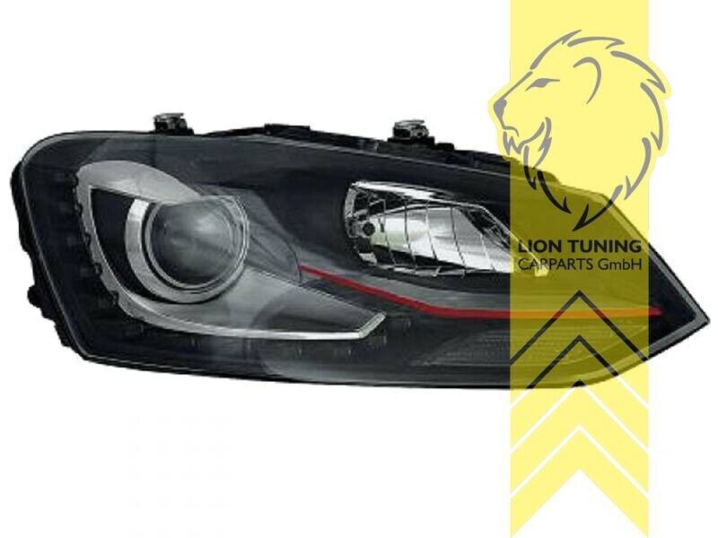 LT Pair LED DRL Halo Headlights VW Polo 6R 6C GTI 09-17 H7 black red LHD