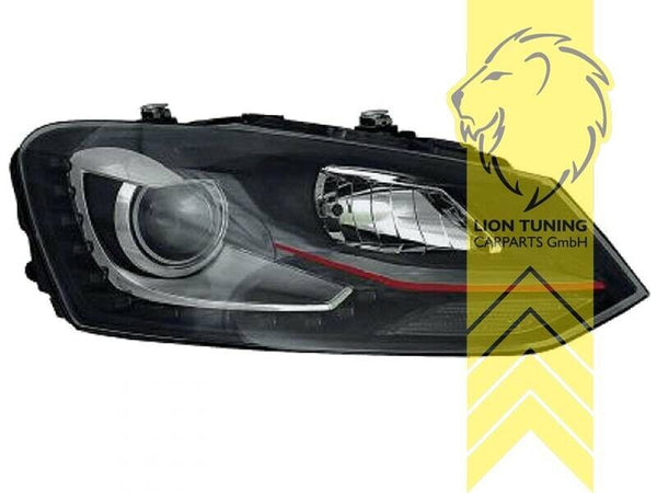 LT Pair LED DRL Halo Headlights VW Polo 6R 6C GTI 09-17 H7 black red LHD