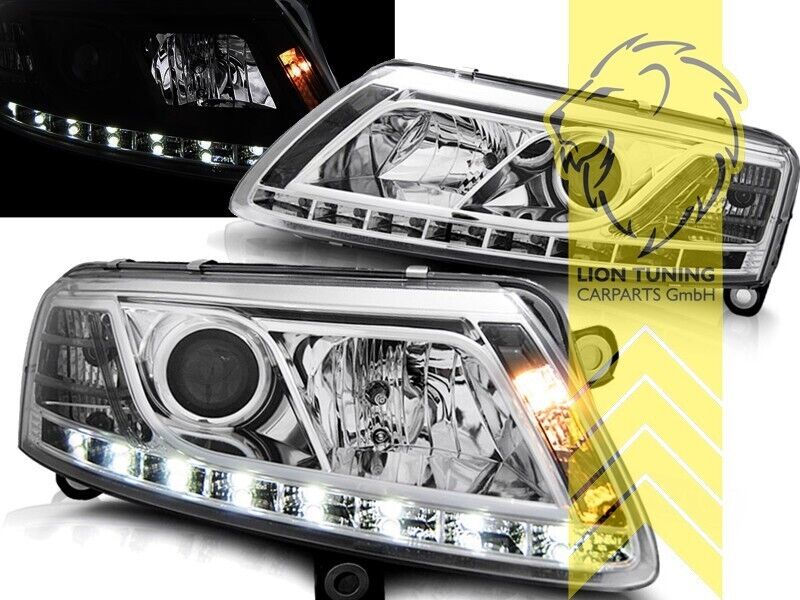 LT LED DRL Lightbar Headlights Audi A6 C6 4F Limo Avant chrome 04-08 XENON LHD