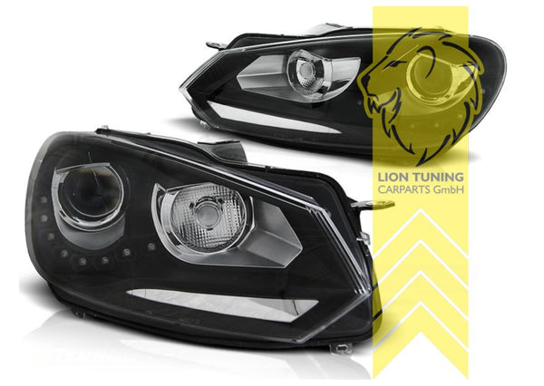 LT Set LED DRL Halo Ring Headlights VW Golf 6 MK6 Limo Variant Cabrio black LHD