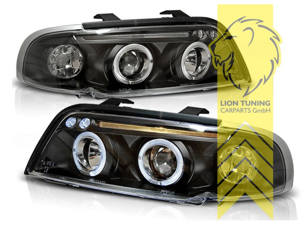 LT LED DRL Lightbar Halo Ring Headlights Audi A4 B5 8D Sedan Avant black LHD