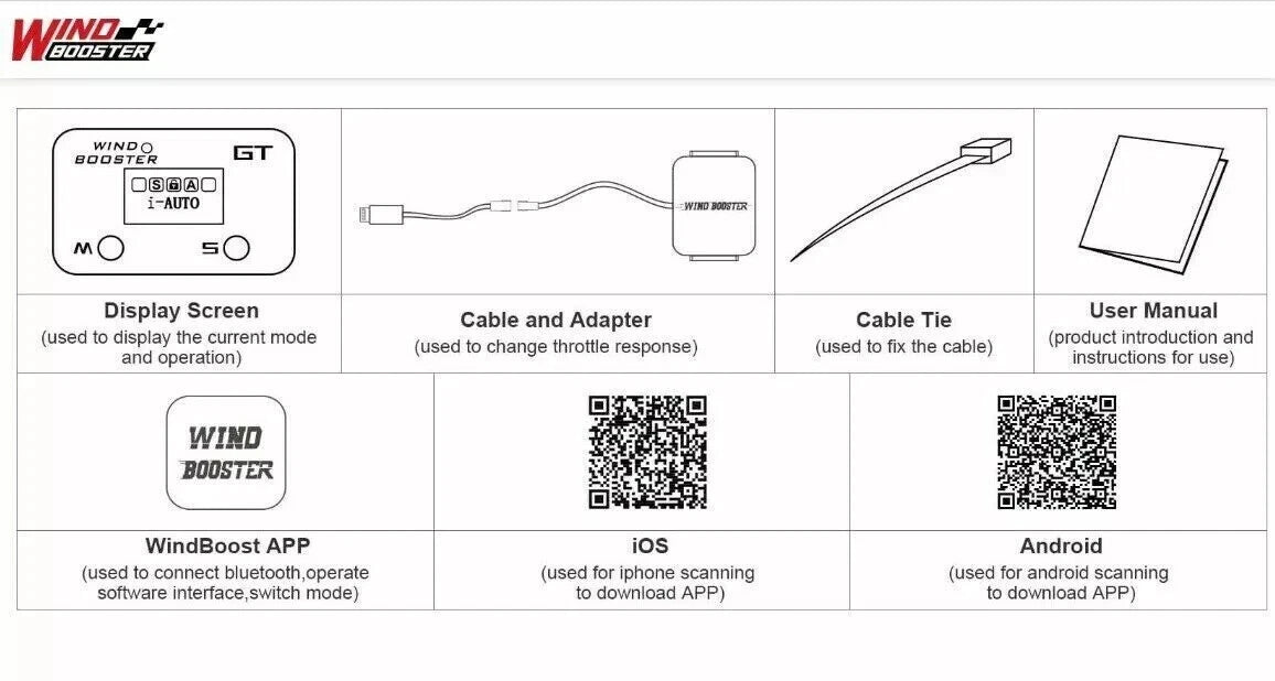 WINDBOOSTER GT & Bluetooth Mobile App Throttle Controller VW T5 T6 Seat Ibiza 6 Golf 4
