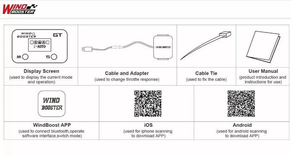 WINDBOOSTER GT & Bluetooth Mobile App Throttle Controller VW T5 T6 Seat Ibiza 6 Golf 4