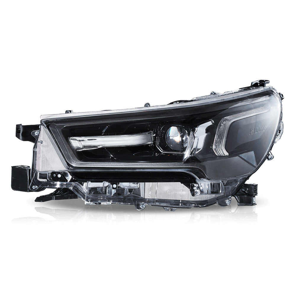 VLAND 21-24 Toyota Hilux Bi LED DRL Projector Streamer Headlights Black LHD RHD