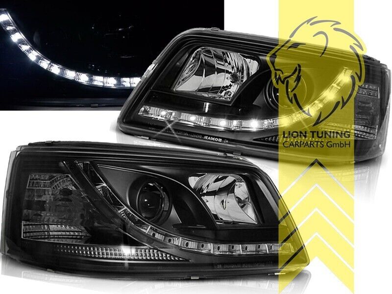 LT Pair LED DRL Lightbar Headlights VW T5 03-09 Bus Transporter Van black LHD