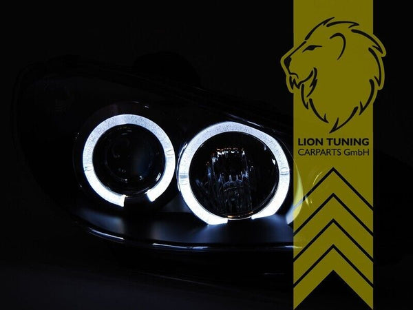 LT LED Halo Ring Headlights Peugeot 206 206CC CC Cabrio SW Break Black H7 LHD