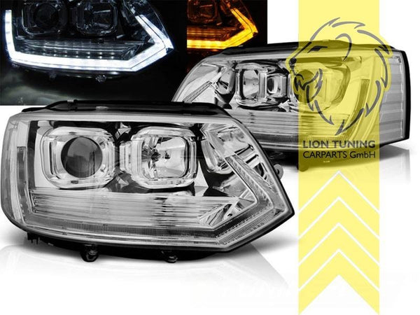LT LED DRL Lightbar Headlights VW T5 Bus Transporter Facelift T5.1 chrome LHD