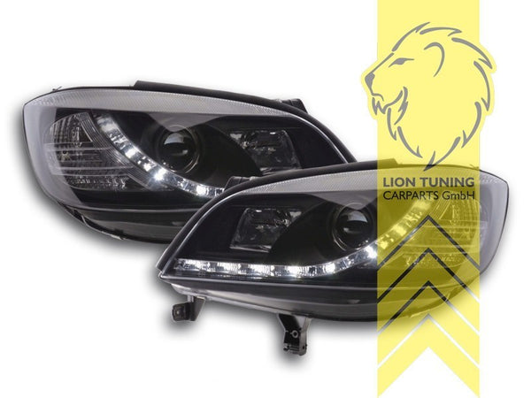 LT Pair LED DRL Halo Lightbar Headlights Opel Zafira A F75 Black 99-05 LHD