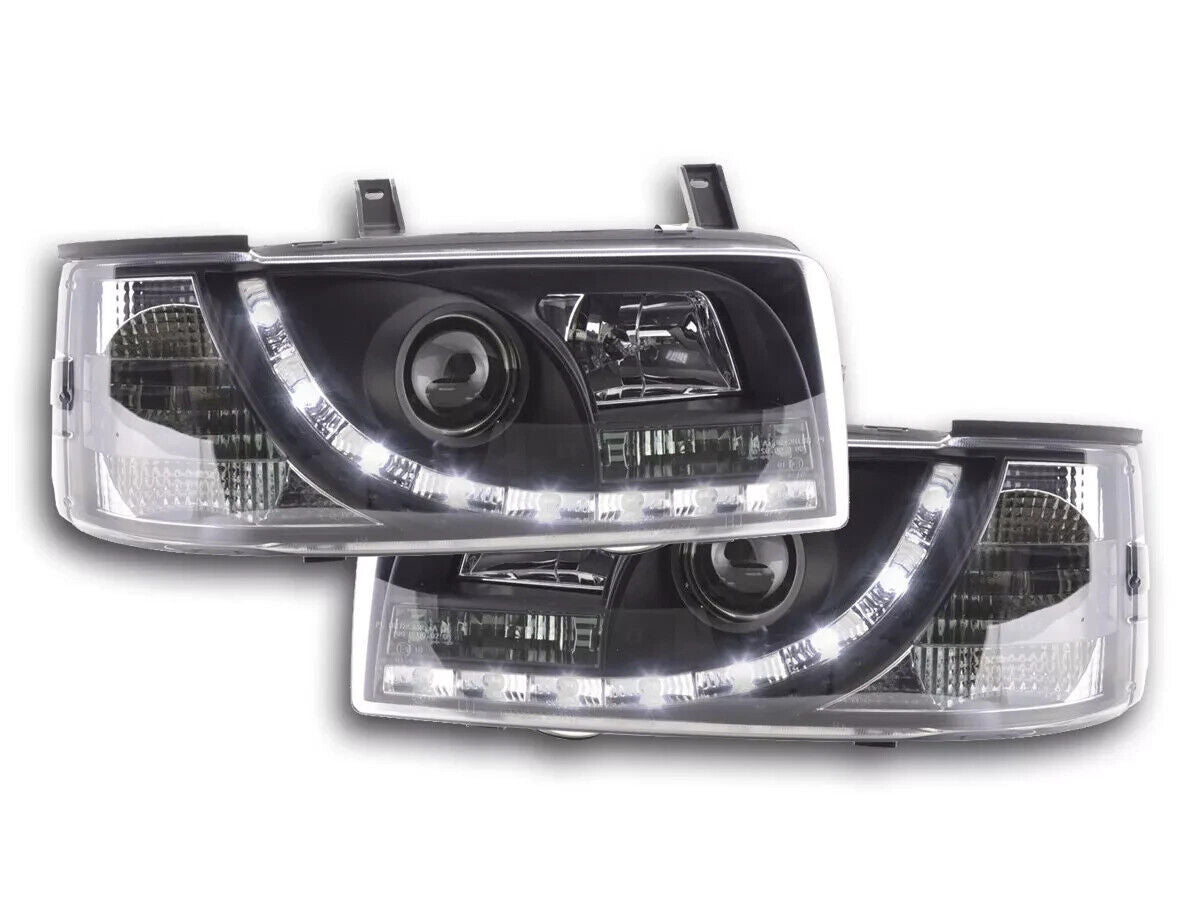 FK Set LED Devil Eye Projector Headlights VW Transporter T4 90-96 Black LHD