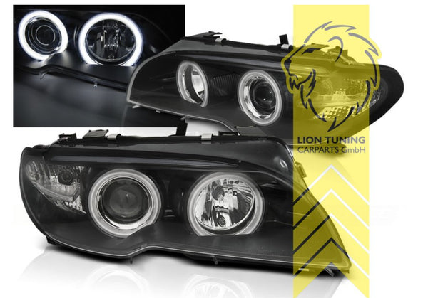 LT LED DRL XENON Angel Eye headlights BMW 3-Series E46 Coupe Cabrio black LHD