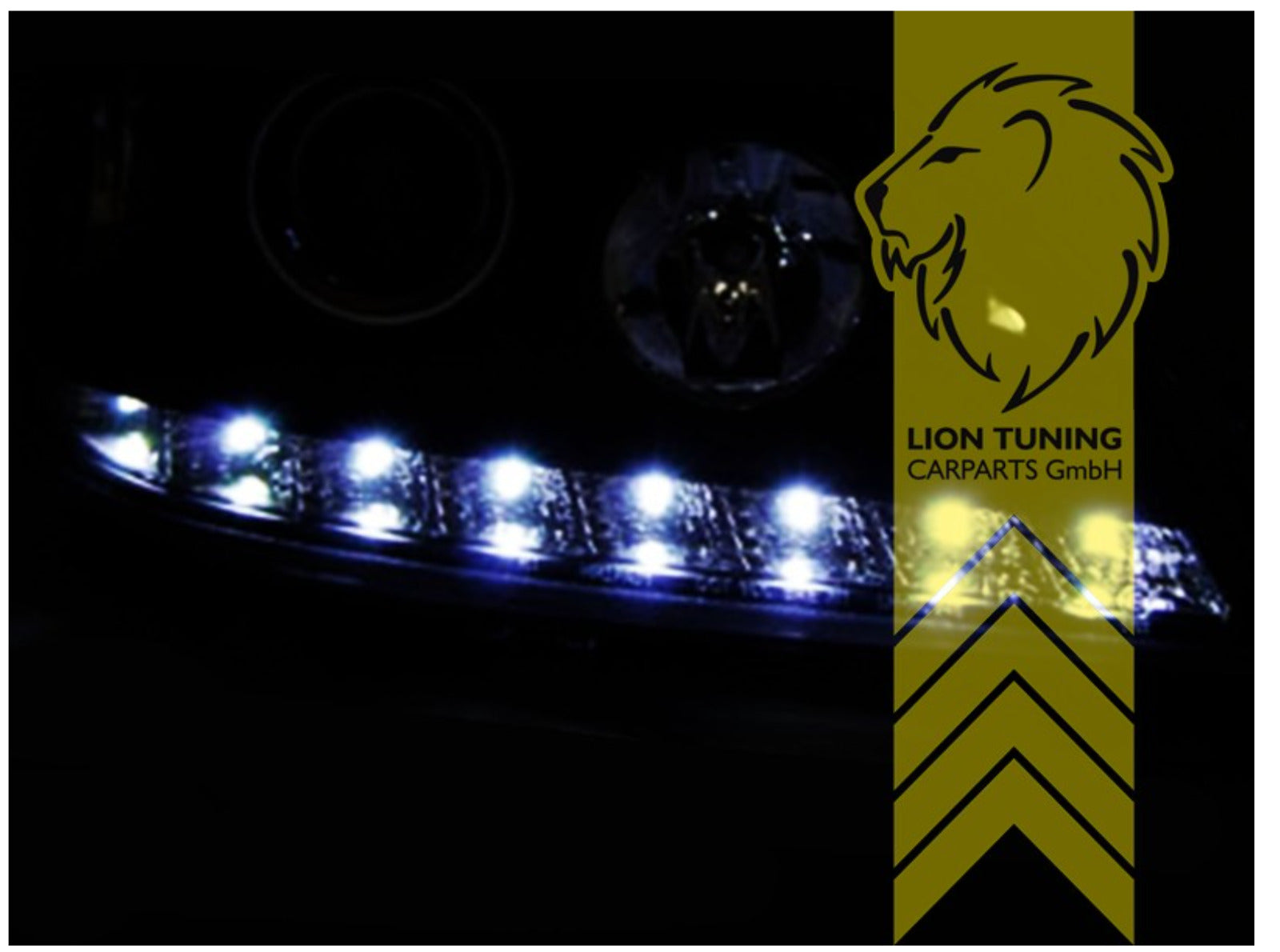 LT LED DRL Lightbar Halo Ring Headlights Mercedes W163 ML M-Class Black 01-05 LHD