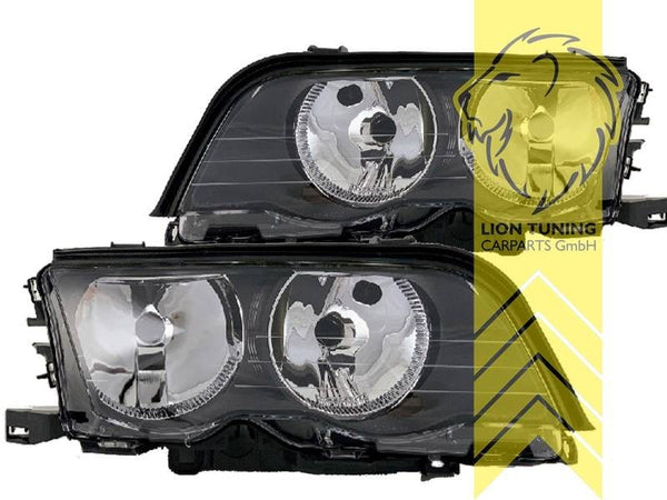 LT Pair Aftermarket Halogen Headlights BMW E46 Limo Touring 98-01 black LHD