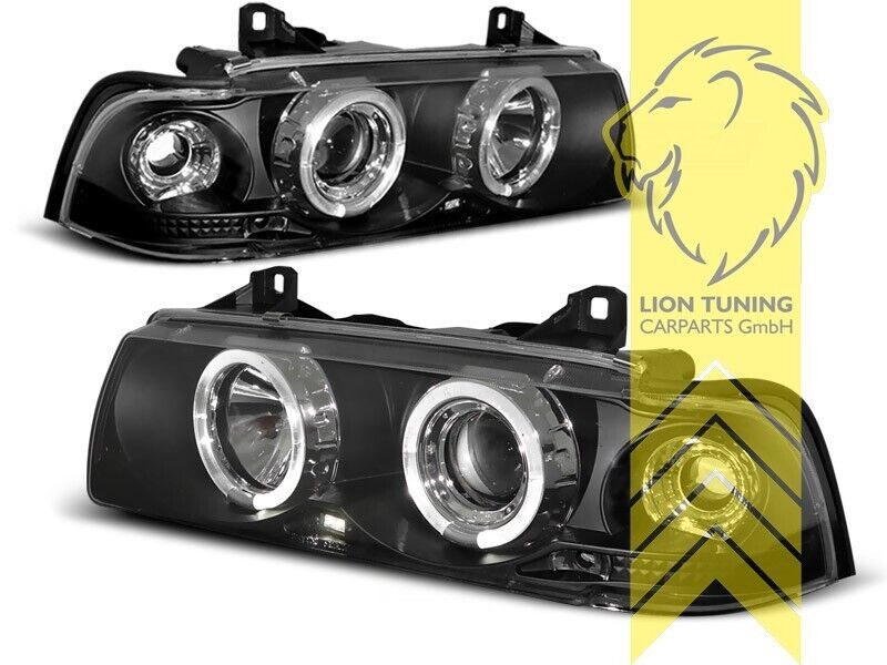 LT LED DRL Halo CCFL Eye headlights BMW E36 Coupe Cabrio black 93-99 LHD