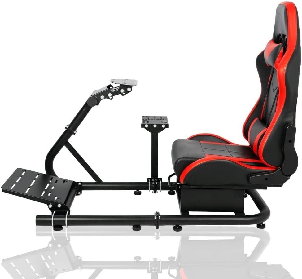 MNR Driving Game Sim Racing Frame Rig + Simulator Bucket Seat for Wheel Pedals Xbox PS PC