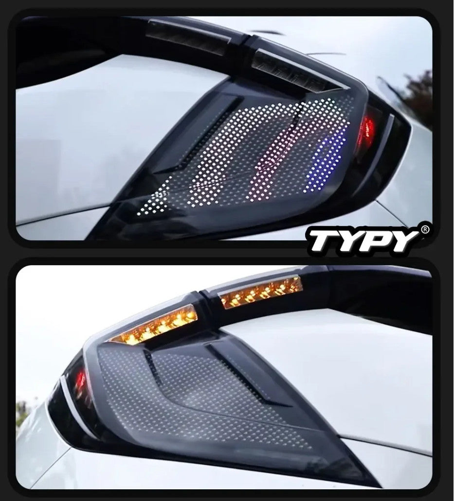 TYPY Pair LED 16-21 Honda Civic 10 Hatchb Dynamic Rear Lights Dynamic Tail LHD