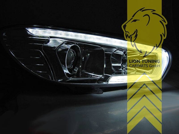 LT Pair LED DRL Headlights VW Scirocco 3 137 138 08-14 Halogen Chrome LHD