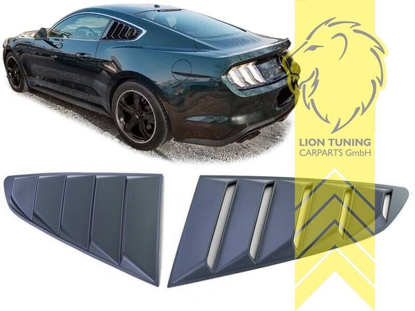 LT Side Window Grille Covers Side Louvers Ford Mustang 6 VI 14-23 Coupe Blk ABS