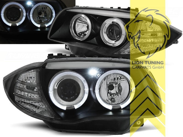 LT Pair LED DRL Halo Headlights BMW 1-Series E81 E82 E87 E88 03-12 Black LHD