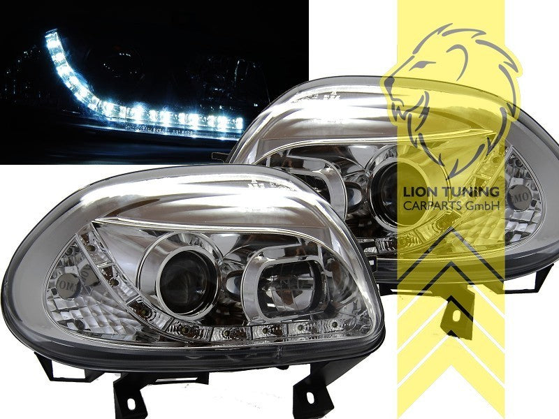 LT LED DRL Lightbar Headlights Renault Clio B chrome BB CB LB S 98-01 LHD