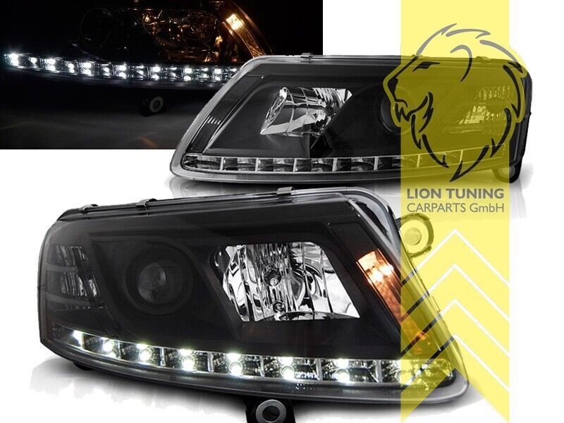 LT LED DRL Lightbar Headlights Audi A6 C6 4F 04-08 H1 Limo Avant black LHD